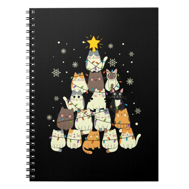 Merry Xmas Cat Christmas Tree Notebook (Front)