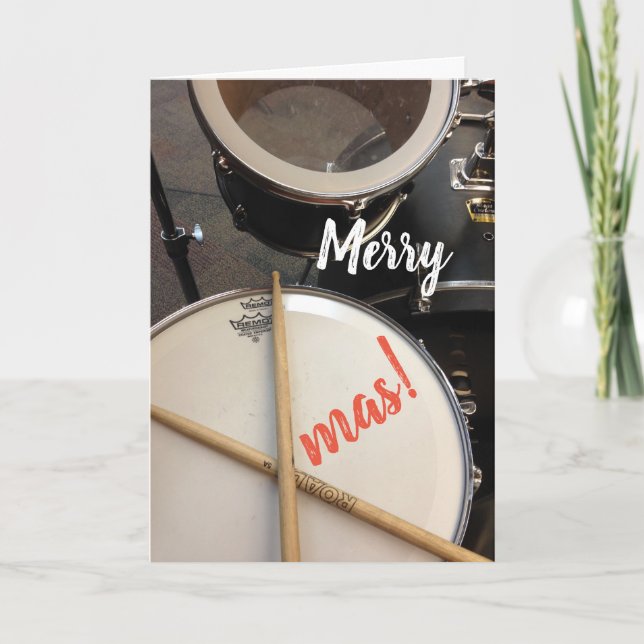 Merry Xmas Christmas Card for a Drummer (Front)