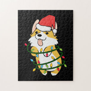 Merry Xmas Corgi Christmas Tree Light Jigsaw Puzzle