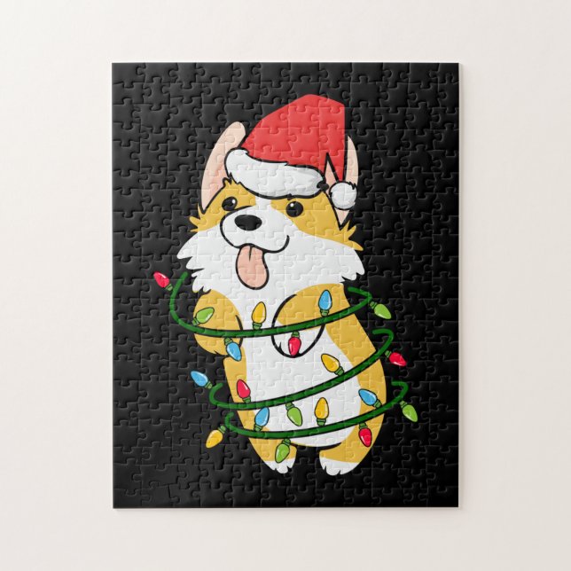 Merry Xmas Corgi Christmas Tree Light Jigsaw Puzzle (Vertical)