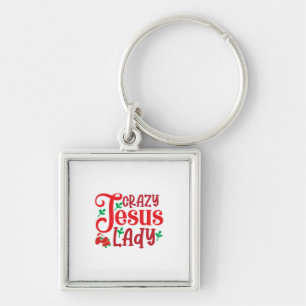 Merry Xmas Crazy Jesus Lady Keychain