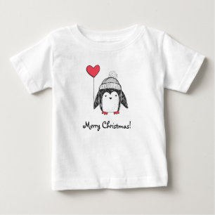 Merry Xmas Cute Baby Penguin Heart Shaped Balloon T-Shirt