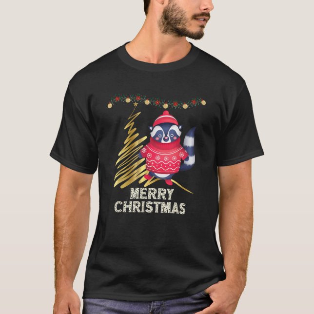 Merry Xmas Cute Trash Panda Pajama Toddlers Gift R T-Shirt (Front)
