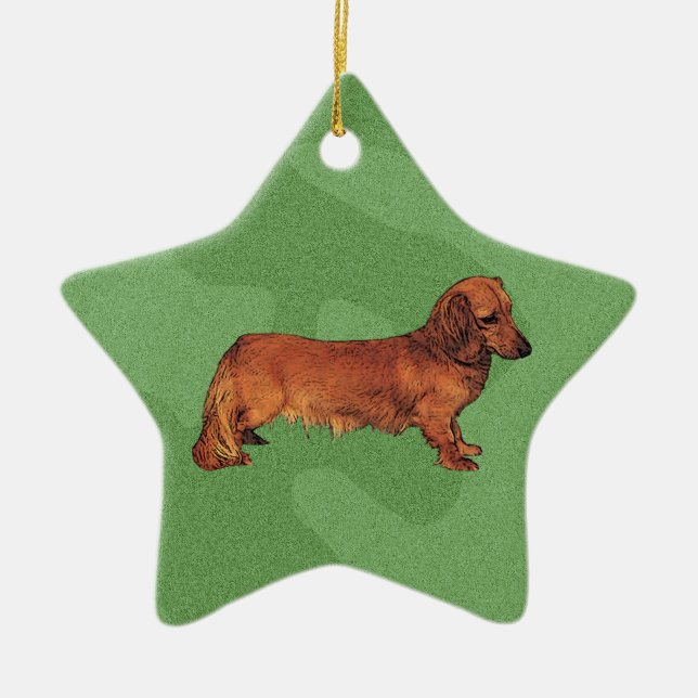Merry Xmas Dachshund Ceramic Ornament (Front)