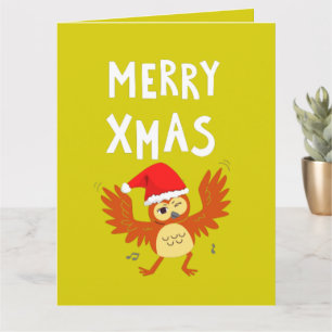 Merry Xmas Dancing Owl Card