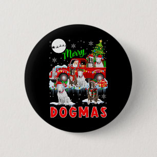Merry Xmas Dog Santa Carrying Bull Terriers On Pic 2 Inch Round Button