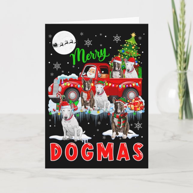 Merry Xmas Dog Santa Carrying Bull Terriers On Pic Card (Front)