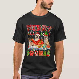 Merry Xmas Dog Three Santa Reindeer Elf Shiba Inus T-Shirt
