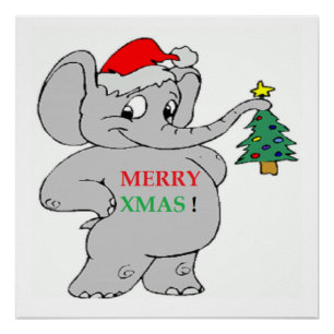 "MERRY XMAS" ELEPHANT POSTER