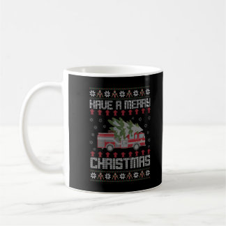 Merry Xmas Funny Ugly Christmas Sweater Fireman Fi Coffee Mug