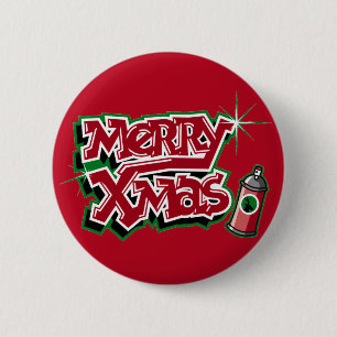 Merry Xmas Graffiti button