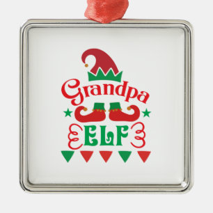 Merry Xmas Grandpa Elf Metal Ornament