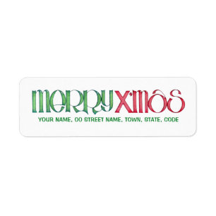 Merry X'mas green Return Address Label