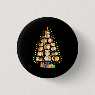 Merry Xmas Guinea Pig Christmas Tree Lights 1 Inch Round Button