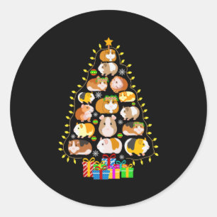 Merry Xmas Guinea Pig Christmas Tree Lights Classic Round Sticker