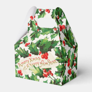 Merry Xmas & Happy New Year Holly Favor Box