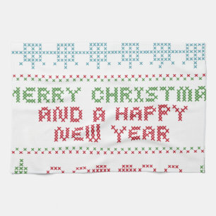 merry xmas happy new year kitchen towel