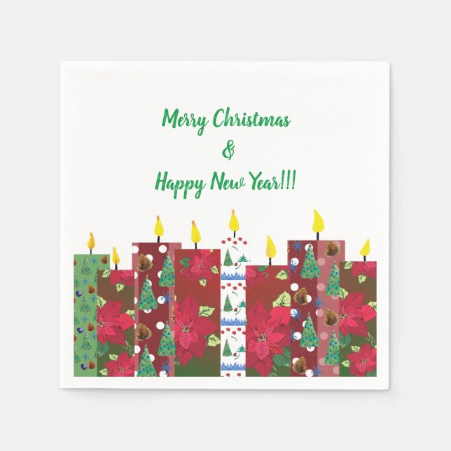 Merry Xmas< Happy New Year Napkin (Front)