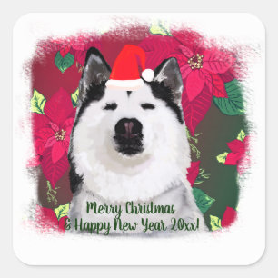 Merry Xmas, Happy New Year Stucker Custom Text Square Sticker