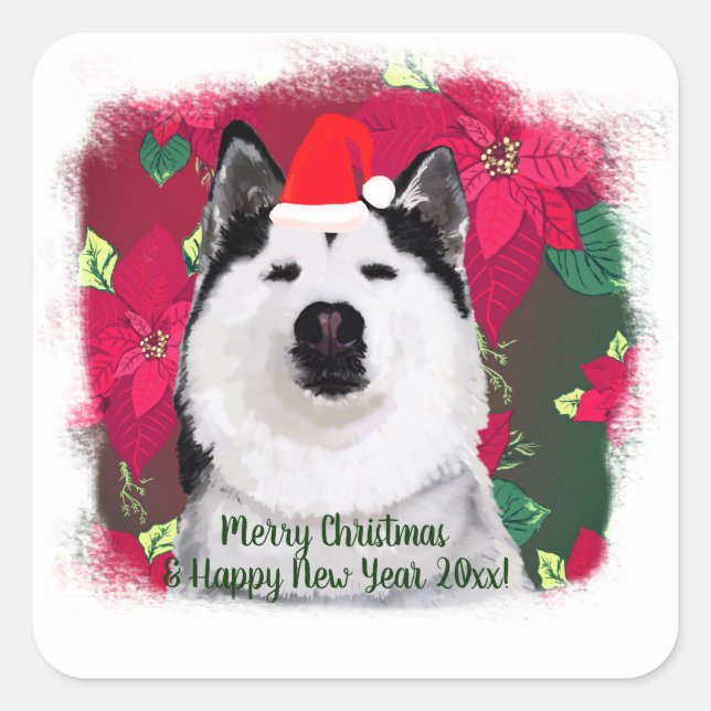 Merry Xmas, Happy New Year Stucker Custom Text Square Sticker (Front)