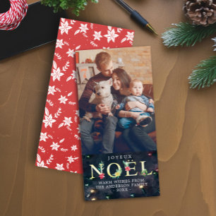 Merry Xmas Happy NOEL Greeting Greeting Photo Holiday Card