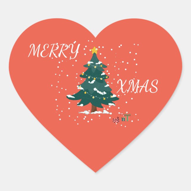 Merry Xmas Heart  Heart Sticker (Front)
