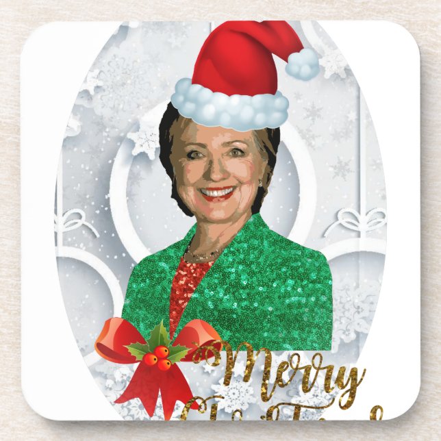 merry xmas Hillary clinton Coaster (Front)
