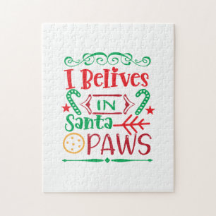 Merry Xmas I Belives In Santa Paws Jigsaw Puzzle