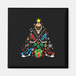 Merry Xmas Ice Hockey Christmas Tree Magnet
