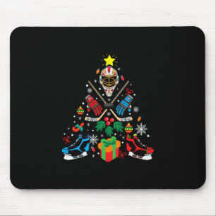 Merry Xmas Ice Hockey Christmas Tree Mouse Pad