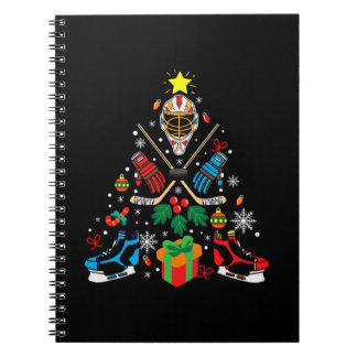 Merry Xmas Ice Hockey Christmas Tree Notebook