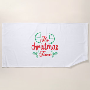 Merry Xmas It Is Christmas Time Beach Towel