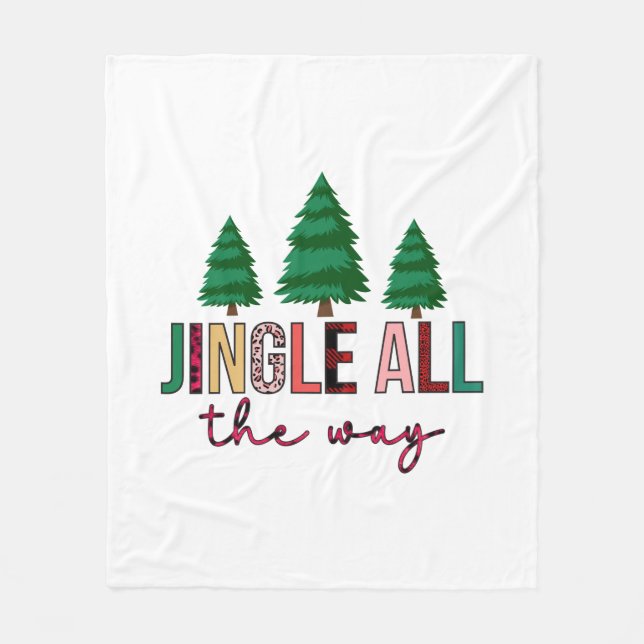 Merry Xmas Jingle All The Way Fleece Blanket (Front)