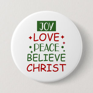 Merry Xmas Joy Love Peace Believe 3 Inch Round Button