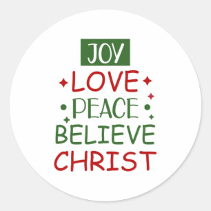 Merry Xmas Joy Love Peace Believe Classic Round Sticker