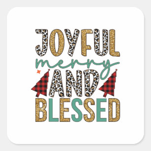 Merry Xmas Joyful Merry And Blessed Square Sticker
