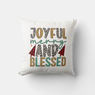 Merry Xmas Joyful Merry And Blessed Throw Pillow
