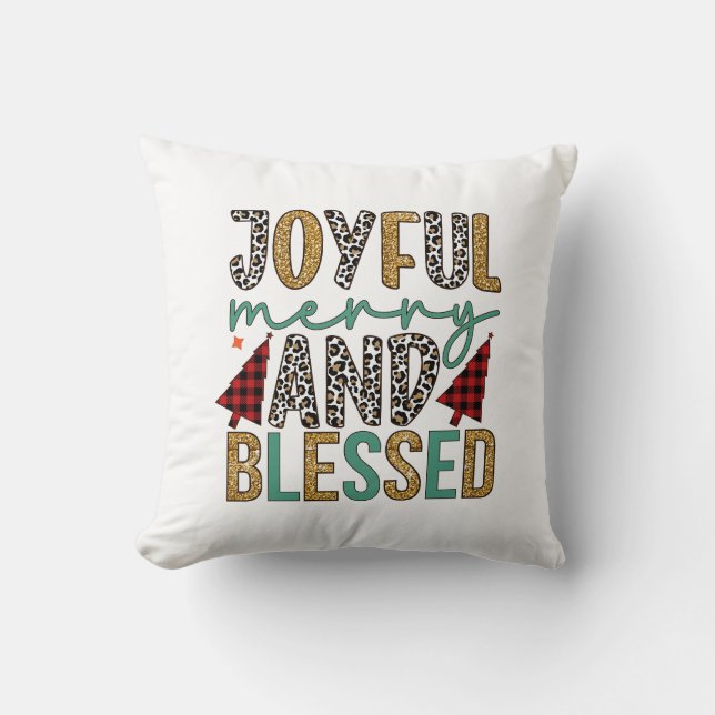 Merry Xmas Joyful Merry And Blessed Throw Pillow (Front)