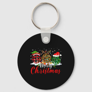 Merry Xmas Leopard Plaid Santa Elf Reindeer Volley Keychain