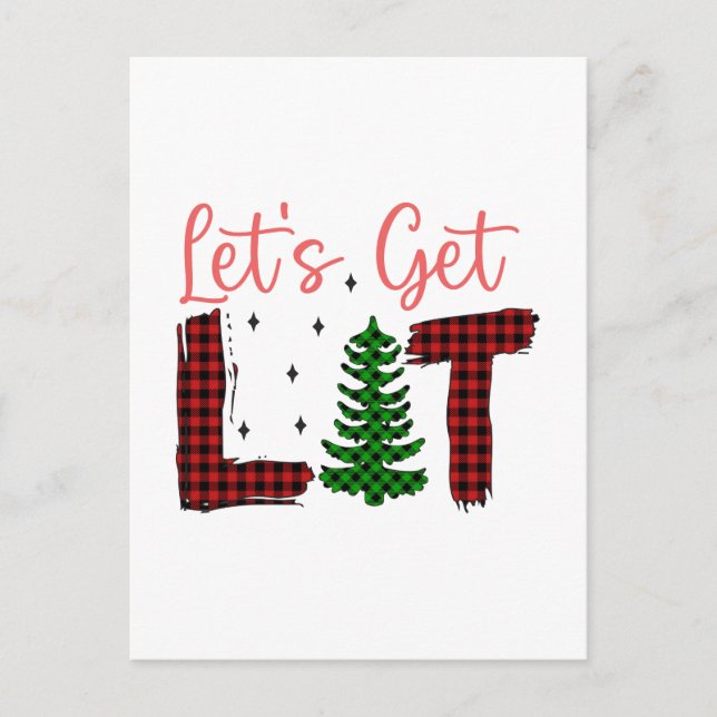 Merry Xmas Let's Get Lit Christmas Holiday Postcard (Front)