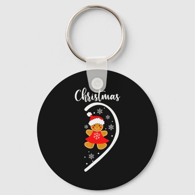 Merry Xmas Matching Christmas Pajama Black Crew Ne Keychain (Front)