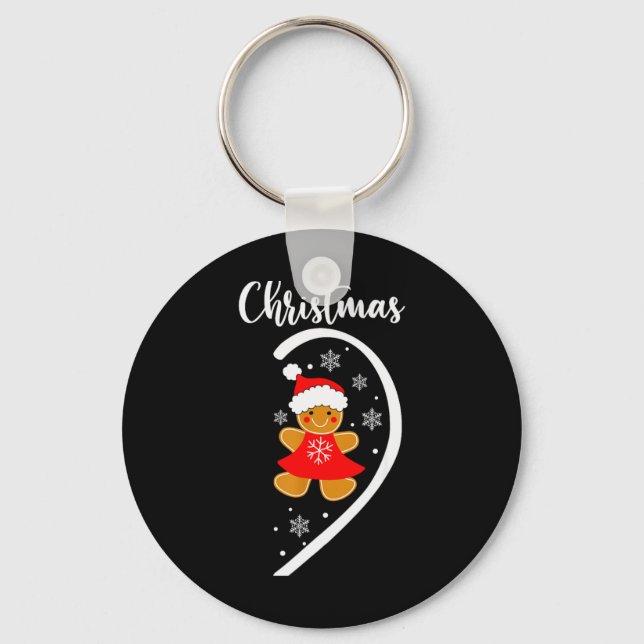 Merry Xmas Matching Christmas Pajama Black Crew Ne Keychain (Front)