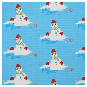 merry xmas melting snowman fabric