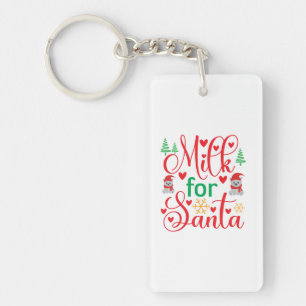 Merry Xmas Milk For Santa Keychain