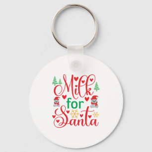 Merry Xmas Milk For Santa Keychain