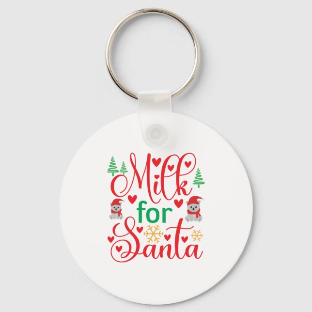 Merry Xmas Milk For Santa Keychain (Front)