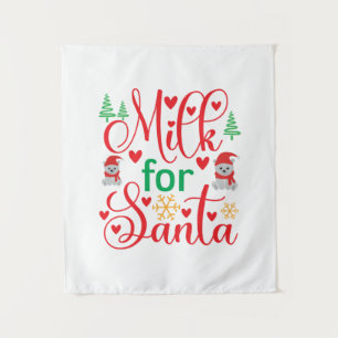 Merry Xmas Milk For Santa Tapestry