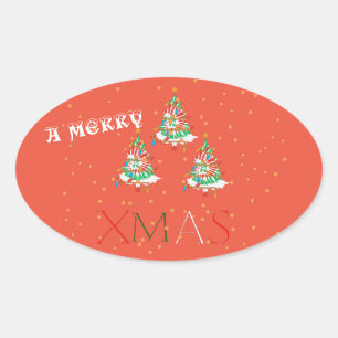  Merry Xmas  Oval Sticker