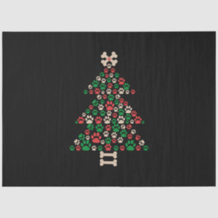 Merry Xmas Paw Prints Dog Christmas Tree Tissue Paper