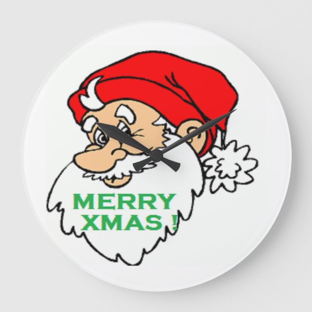 "MERRY XMAS" SANTA LARGE CLOCK (Front)